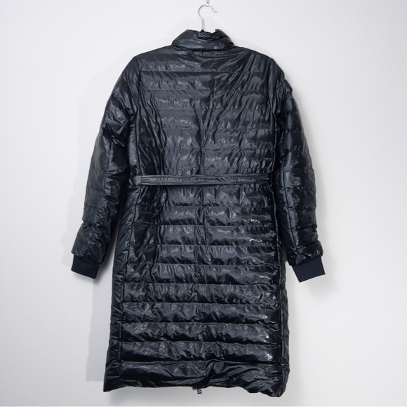 NWT RAINS Trekker W Coat XS/S Shiny Black Insulated Belted Waterproof Long - Picture 9 of 13